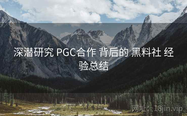 深潜研究 PGC合作 背后的 黑料社 经验总结 第1张 深潜研究 PGC合作 背后的 黑料社 经验总结 第1张